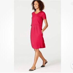 J. Jill Layered Knit Jersey Dress Size Large Petites
